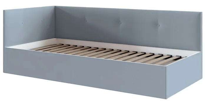 Łóżko młodzieżowe 90x200 cm Pixxel uniwersalne stelaż metalowy szare welur