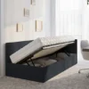 Łóżko młodzieżowe 90x200 cm Pixxel uniwersalne stelaż metalowy grafitowe welur