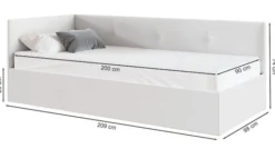 Łóżko młodzieżowe 90x200 cm Pixxel uniwersalne stelaż metalowy grafitowe welur