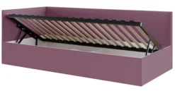 Łóżko młodzieżowe 90x200 cm Pixxel uniwersalne stelaż metalowy różowe welur