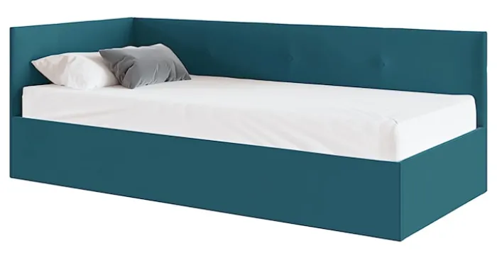 Łóżko młodzieżowe 90x200 cm Pixxel uniwersalne stelaż metalowy turkusowe welur