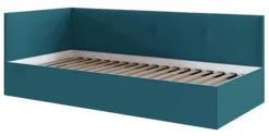 Łóżko młodzieżowe 90x200 cm Pixxel uniwersalne stelaż metalowy turkusowe welur