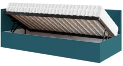 Łóżko młodzieżowe 90x200 cm Pixxel uniwersalne stelaż metalowy turkusowe welur