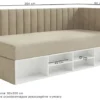 Łóżko młodzieżowe 90x200 cm Ventrio lewostronne z pojemnikiem i półkami szare welur hydrofobowy łatwoczyszczący