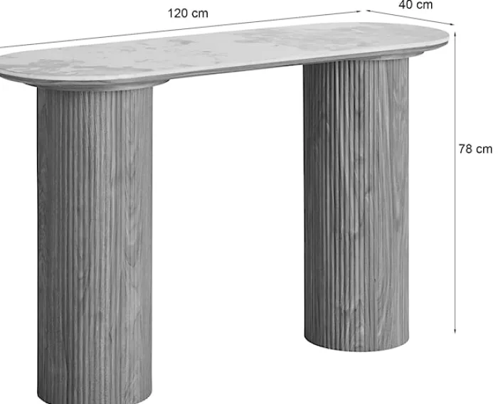 Konsola Athens 120 cm lamele jasny orzech ceramiczny blat