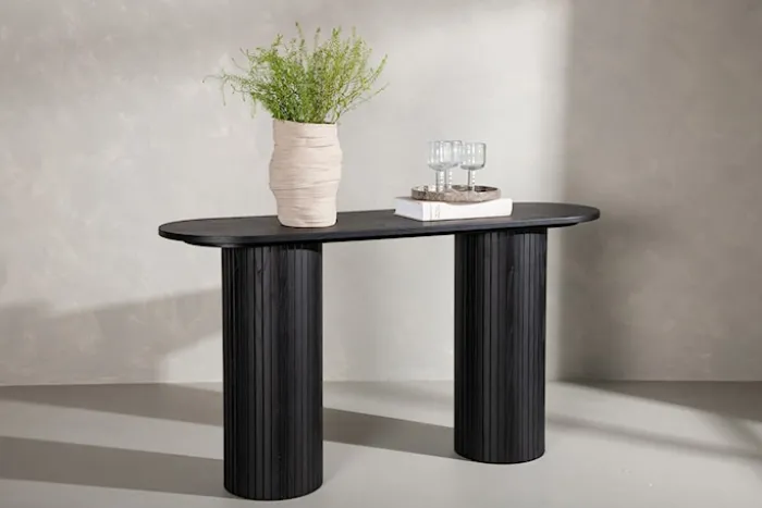 Konsola Gratorm 130x40 cm lamele czarna