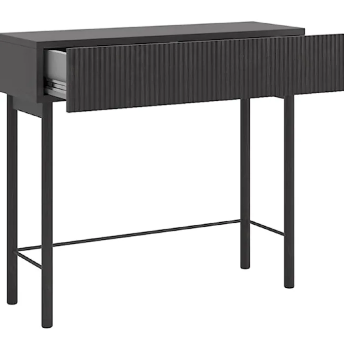Konsola Nolie z szufladą i nóżkami 90 cm Jesion Portland Czarny