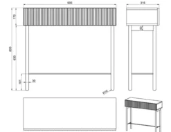 Konsola Nolie z szufladą i nóżkami 90 cm Jesion Portland Czarny