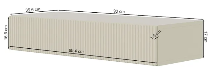 Konsola Veldio z frezowanym frontem i szufladą 90 cm Szary beż wisząca