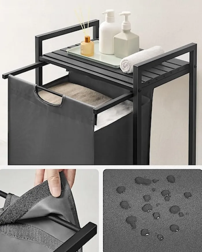 Kosz na pranie Allyze jednokomorowy czarny/szary