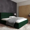 Łóżko tapicerowane Helma 160x200 cm z pojemnikiem zielone welur