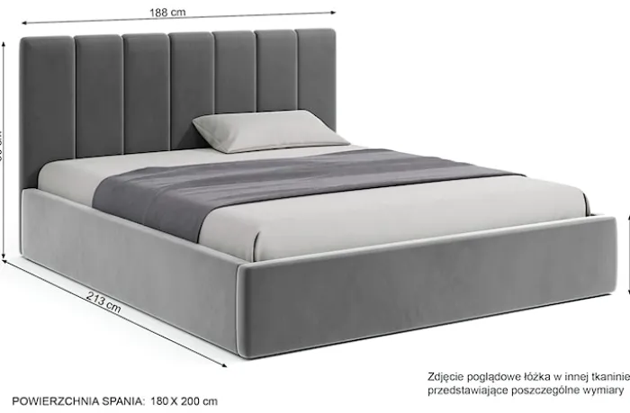 Łóżko tapicerowane Isara 180x200 cm z pojemnikiem czarne welur