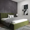 Łóżko tapicerowane Isara 160x200 cm z pojemnikiem oliwkowe welur