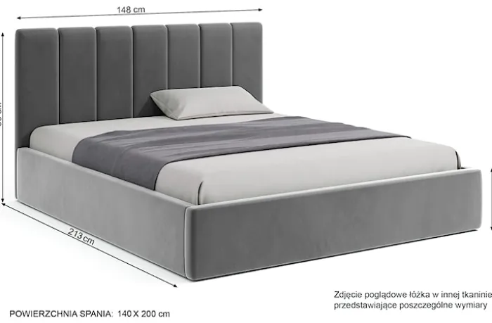 Łóżko tapicerowane Isara 140x200 cm z pojemnikiem zielone welur