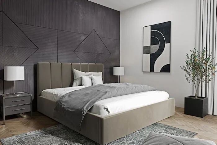 Łóżko tapicerowane Isara 140x200 cm z pojemnikiem jasnobrązowe welur