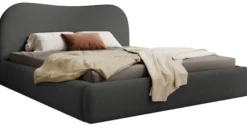Łóżko tapicerowane Simsalo 140x200 cm z pojemnikiem grafitowe boucle