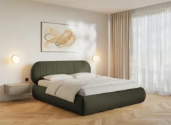 Łóżko tapicerowane 180x200 cm Asmelio khaki plecionka