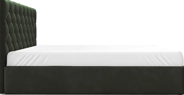 Łóżko tapicerowane 140x200 cm Aurevia z pojemnikiem ciemnozielone welur