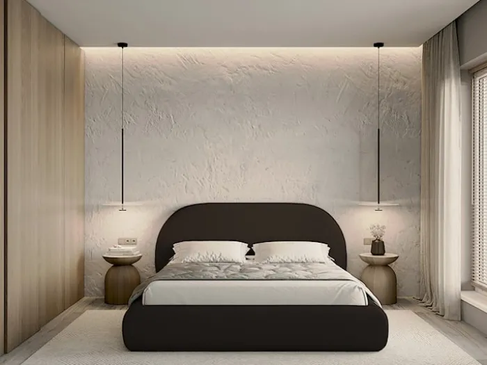 Łóżko tapicerowane 140x200 cm Buvio z pojemnikiem stelaż metalowy brązowe szenil