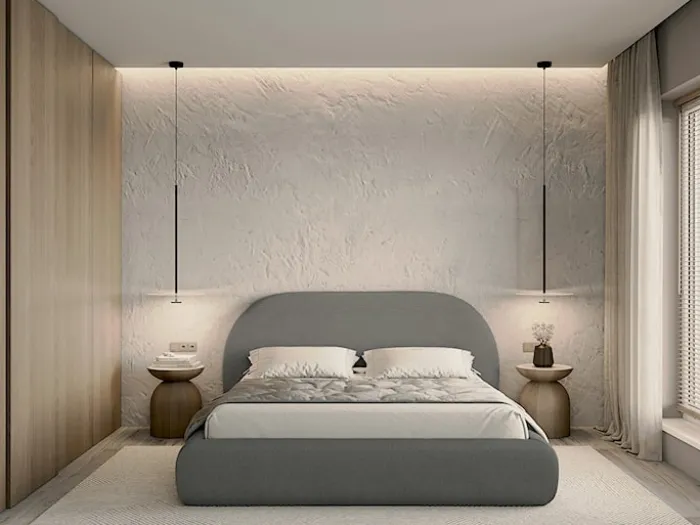 Łóżko tapicerowane 140x200 cm Buvio z pojemnikiem stelaż metalowy szare boucle