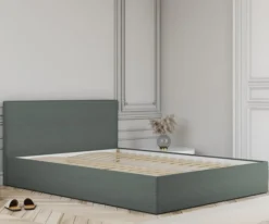 Łóżko tapicerowane 120x200 cm Campile z pojemnikiem szare sztruks