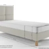 Łóżko tapicerowane 80x200 cm Donbay z wezglowiem panelowym i materacem kieszeniowym jasnobeżowe welur hydrofobowy