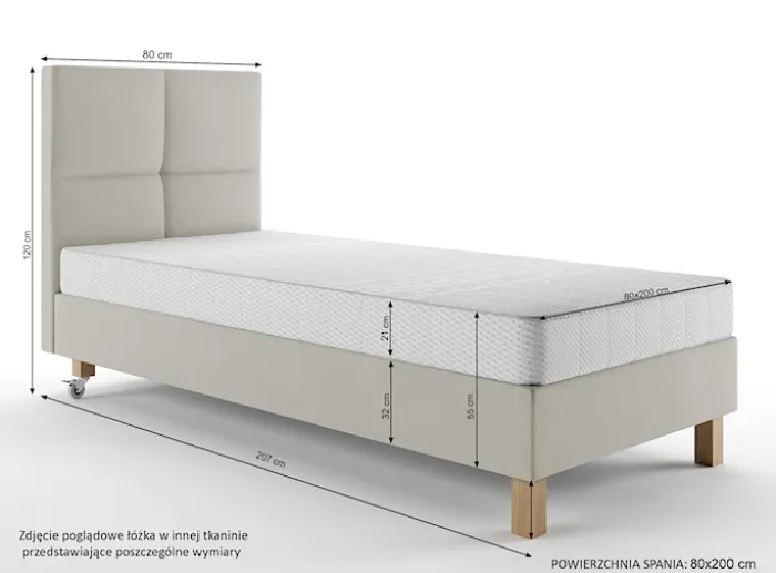 Łóżko tapicerowane 80x200 cm Donbay z wezglowiem panelowym i materacem kieszeniowym czarne welur hydrofobowy