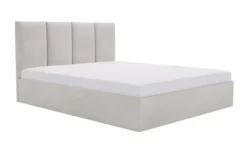 Łóżko tapicerowane 160x200 cm Drimmi z pojemnikiem szarobeżowe velvet hydrofobowy