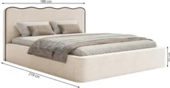 Łóżko tapicerowane 160x200 cm Duney z pojemnikiem jasnobeżowe plecionka