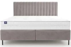 Łóżko tapicerowane 160x200 cm Fiorelle z pojemnikami szarobeżowe plecionka hydrofobowa