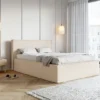 Łóżko tapicerowane 140x200 cm Lucera z pojemnikiem jasnobeżowe szenil