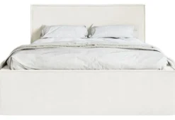 Łóżko tapicerowane 140x200 cm Lucera z pojemnikiem kremowe szenil