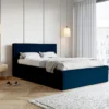 Łóżko tapicerowane 180x200 cm Lucera z pojemnikiem granatowe welur hydrofobowy