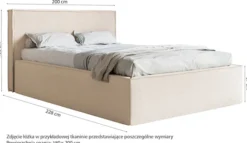 Łóżko tapicerowane 180x200 cm Lucera z pojemnikiem eukaliptusowe welur hydrofobowy