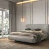 Łóżko tapicerowane 120x200 cm Nellado z pojemnikiem i materacem szare szenil