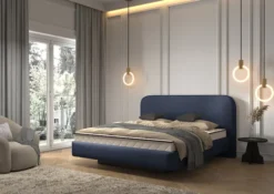 Łóżko tapicerowane 180x200 cm Nellado z pojemnikiem denim szenil