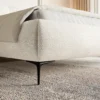 Łóżko tapicerowane 180x200 cm Ovalle kremowe szenil nóżki czarne