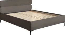 Łóżko tapicerowane 160x200 cm Roule Cord szare sztruks nóżki czarne