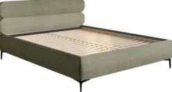 Łóżko tapicerowane 160x200 cm Roule Cord oliwkowe sztruks nóżki czarne