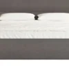 Łóżko tapicerowane 140x200 cm Roule Cord z pojemnikiem stelaż metalowy szare sztruks nóżki złote