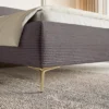 Łóżko tapicerowane 180x200 cm Roule Cord brązowe sztruks nóżki złote