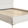 Łóżko tapicerowane 180x200 cm Roule Cord kremowe sztruks nóżki złote