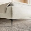 Łóżko tapicerowane 140x200 cm Roule szarobeżowe szenil nóżki czarne