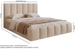 Łóżko tapicerowane 180x200 cm Sarafino z pojemnikiem na pościel beżowe welur stelaż metalowy