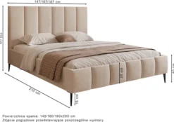 Łóżko tapicerowane 180x200 cm Sarafino z pojemnikiem na pościel czarne welur stelaż metalowy na wysokich nóżkach