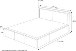 Łóżko tapicerowane 160x200 cm Soave II z pojemnikiem i metalowym stelażem jasnobeżowy welur