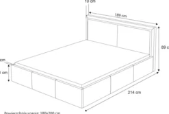 Łóżko tapicerowane 180x200 cm Soave II z pojemnikiem i metalowym stelażem jasnoszary welur