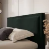Łóżko tapicerowane 140x200 cm Soave z pojemnikiem i metalowym stelażem ciemnozielony welur