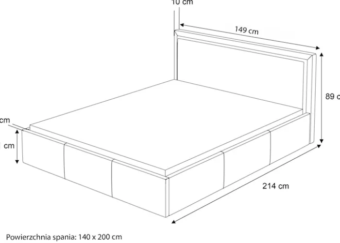 Łóżko tapicerowane 140x200 cm Soave z pojemnikiem i metalowym stelażem kremowy welur