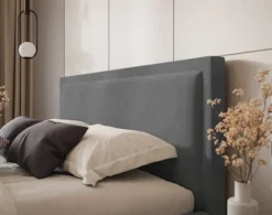 Łóżko tapicerowane 160x200 cm Soave z pojemnikiem i metalowym stelażem stalowy welur